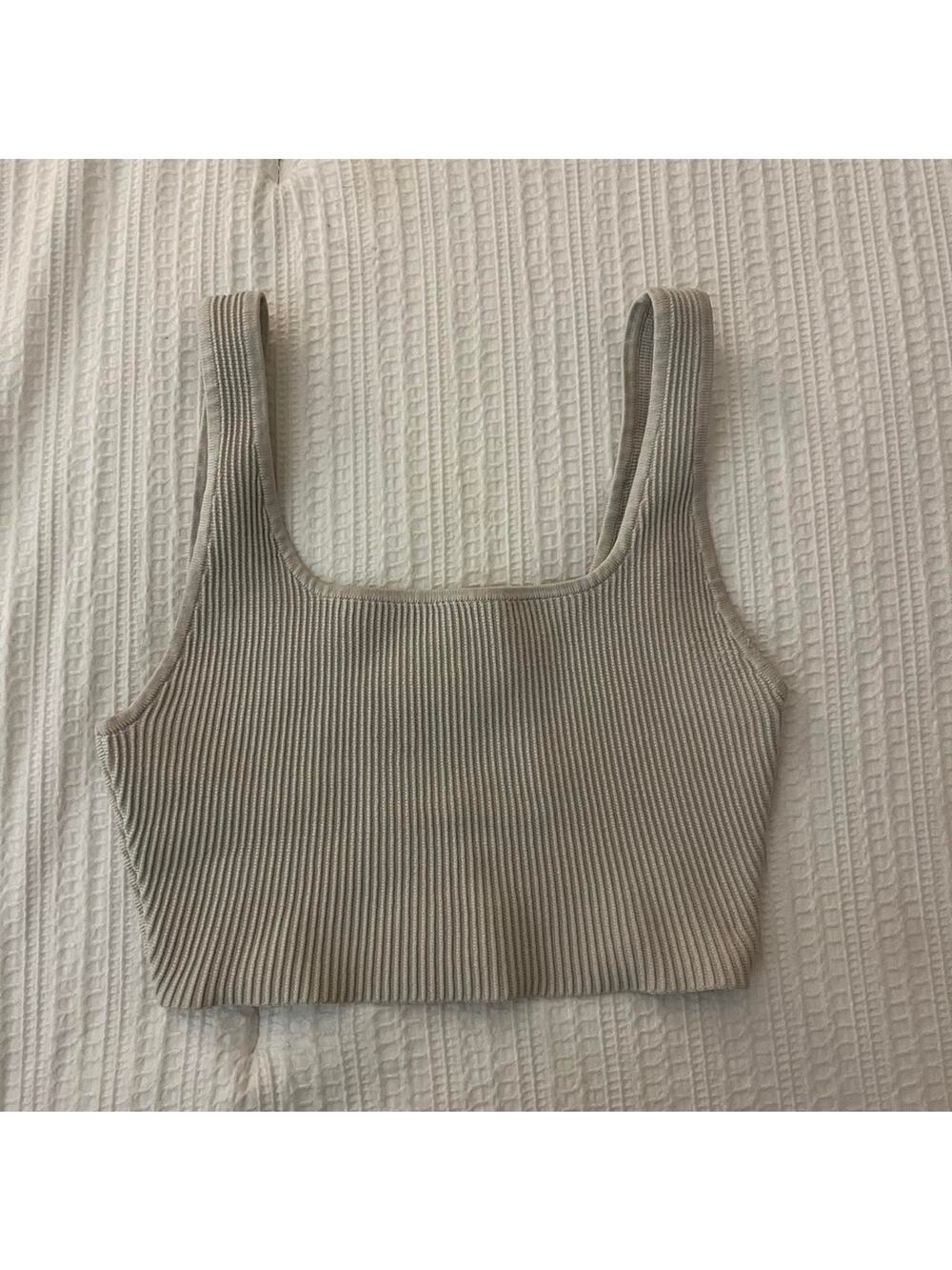 Babaton cream ribbed sculpt cropped
